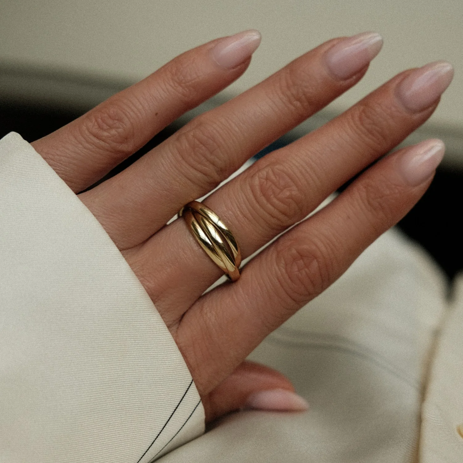 Bold Golden Trio Ring - Image 4