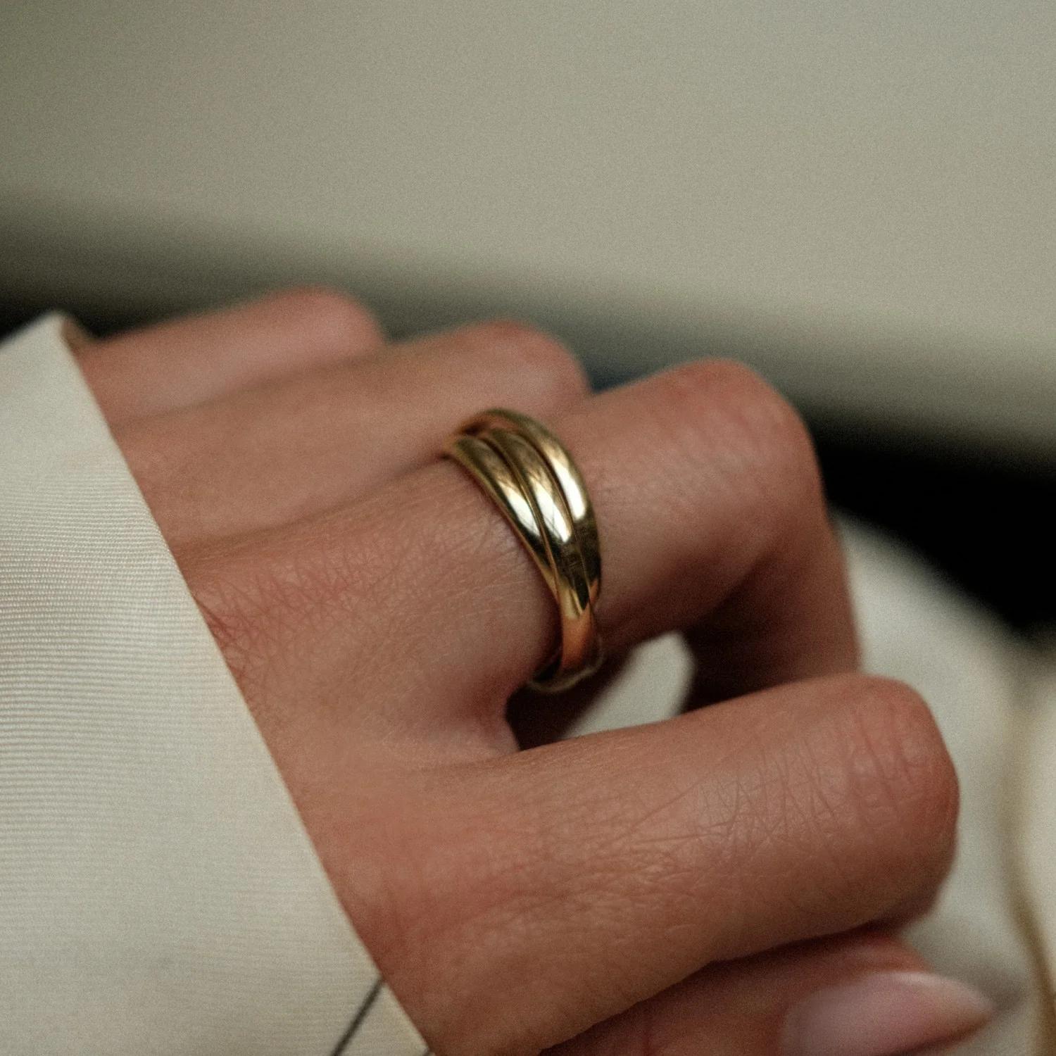 Bold Golden Trio Ring - Image 5