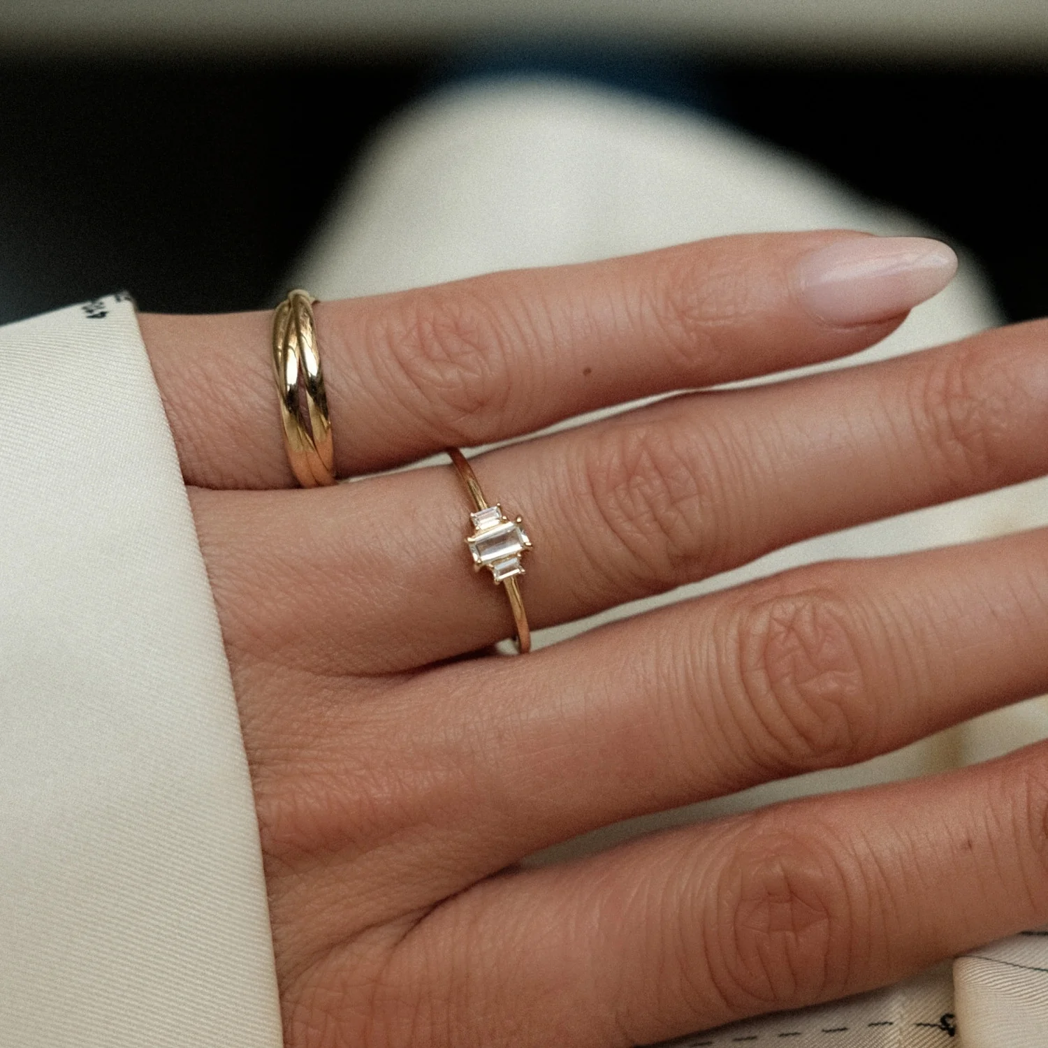 Golden Trio & Baguette Ring Set - Image 3