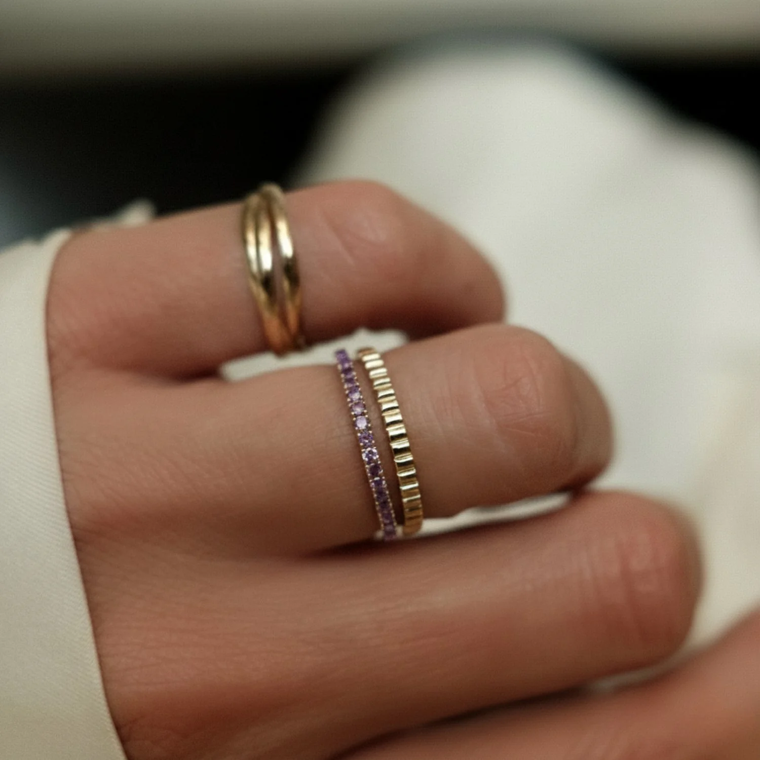 Soft Amethyst Row Ring - Image 2