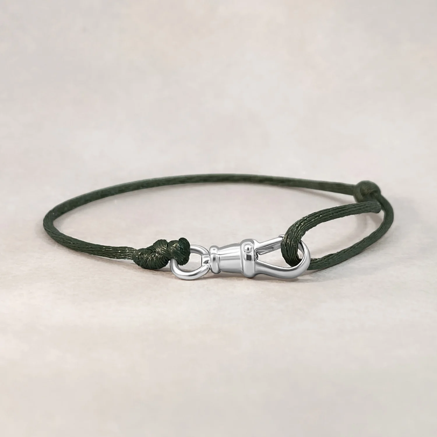 Silver Large Lock Satin Bracelet