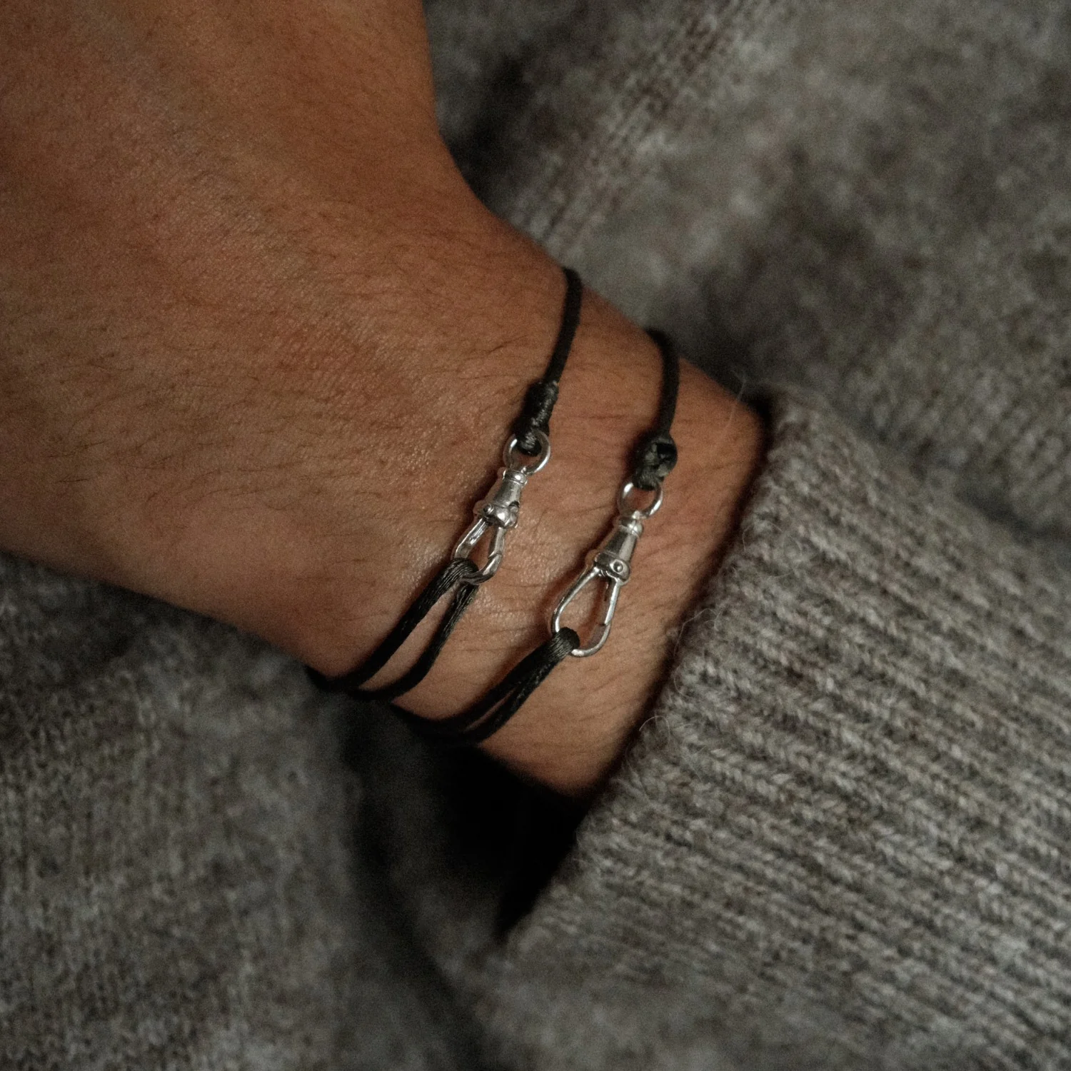 Silver Large Lock Satin Bracelet - Image 4