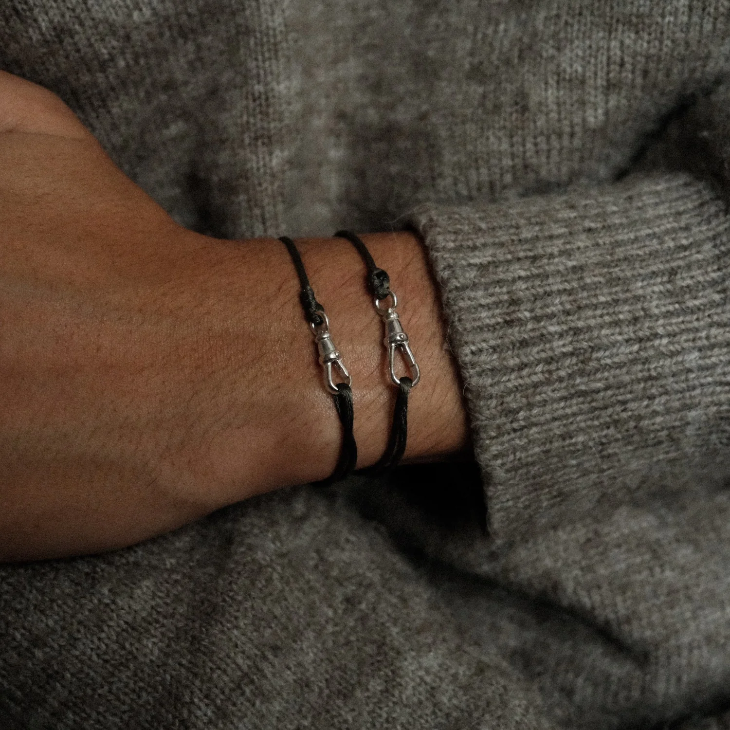 Silver Large Lock Satin Bracelet - Image 5