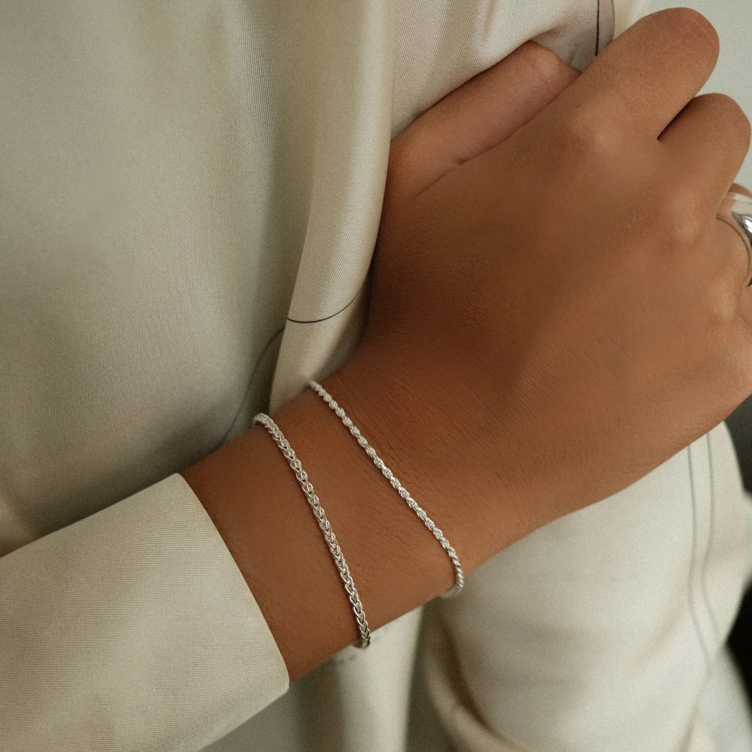 Silver Twisted Rope Bracelet - Image 4